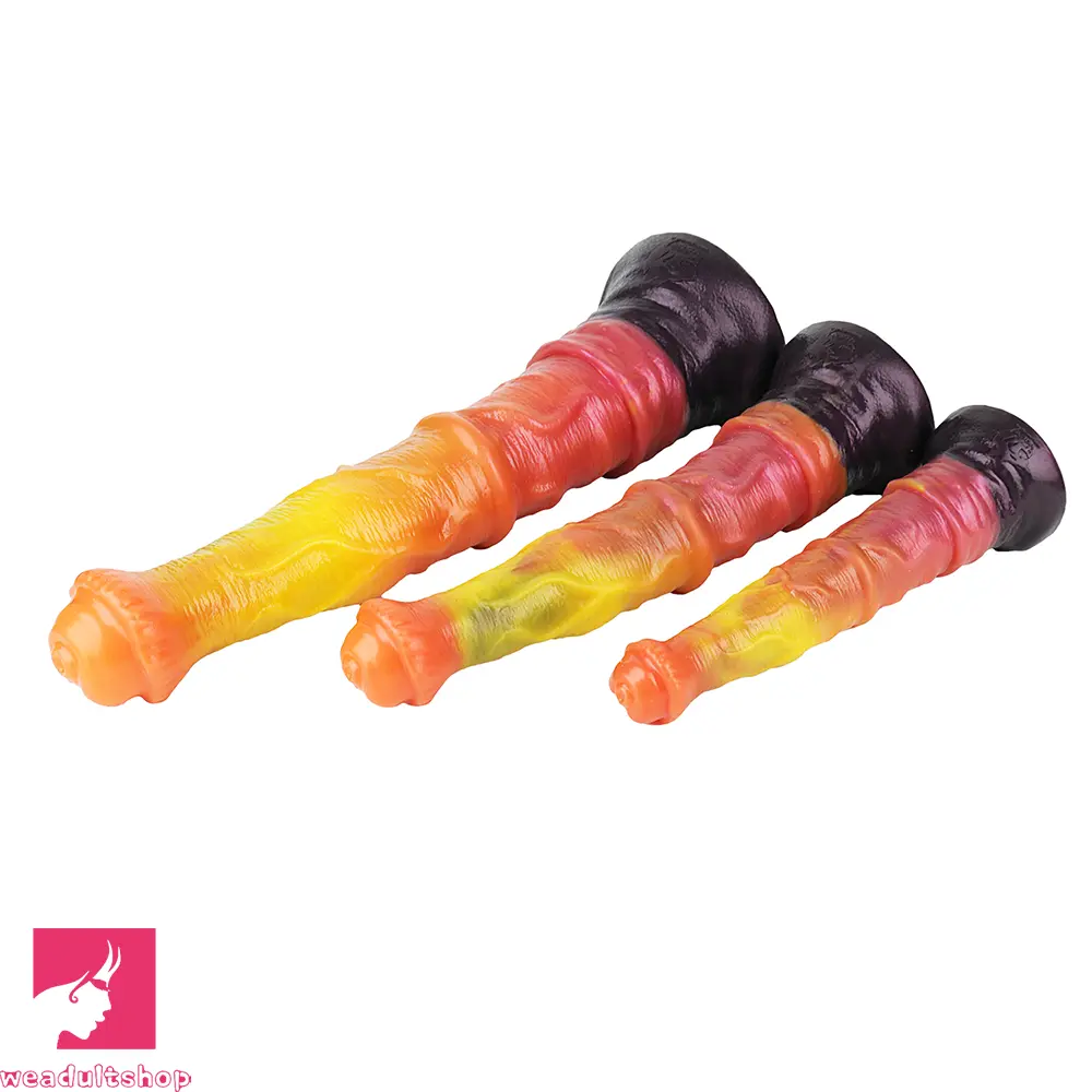 10.82in 13.85in 17.4in Dual Layer Silicone Horse Animal Huge Dildo Cock