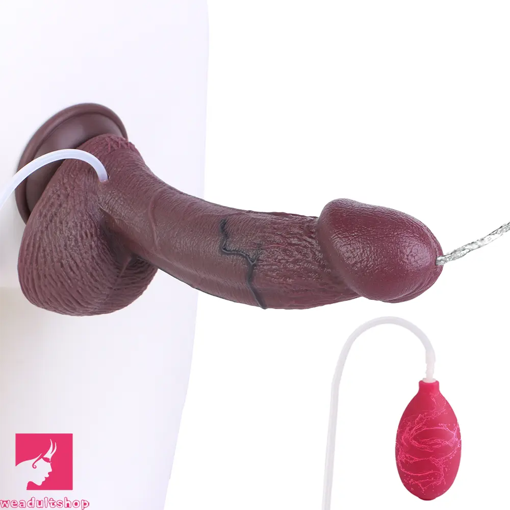 9.72in Manual Male Female Dual Density Silicone Ejaculating Soft Dildo