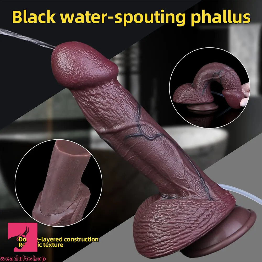 9.72in Manual Male Female Dual Density Silicone Ejaculating Soft Dildo