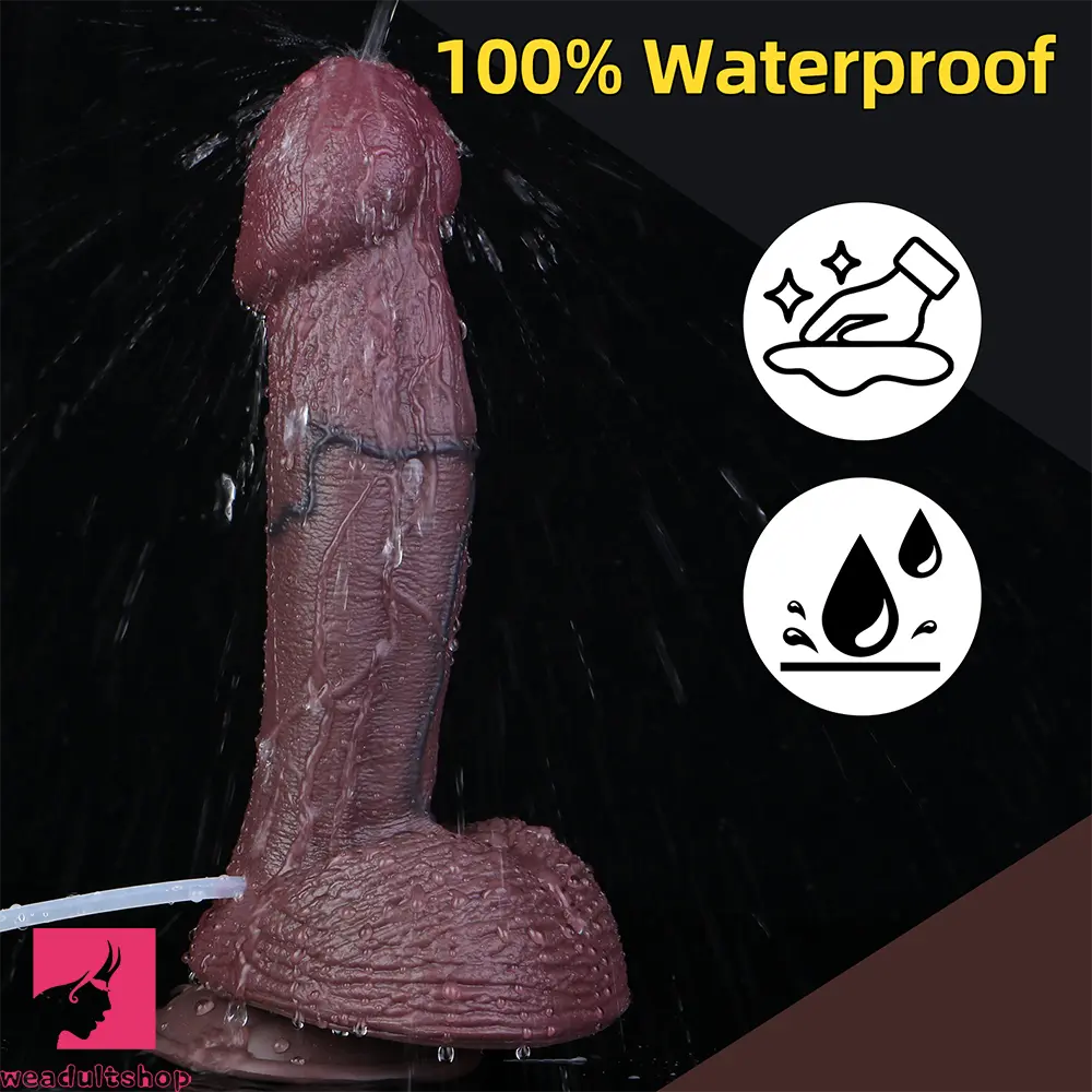 9.72in Manual Male Female Dual Density Silicone Ejaculating Soft Dildo