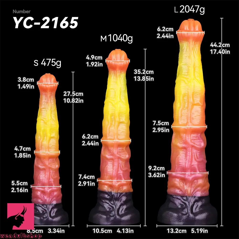10.82in 13.85in 17.4in Dual Layer Silicone Horse Animal Huge Dildo Cock