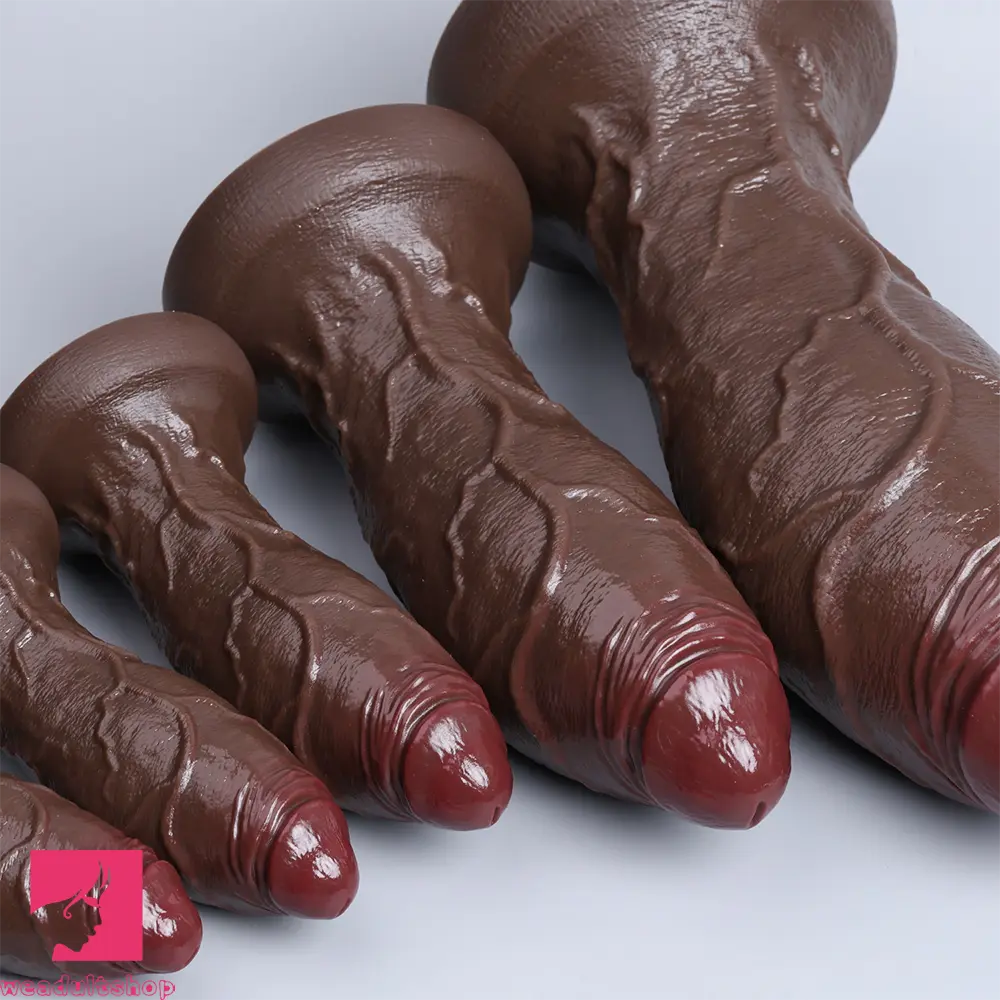 5.91in 6.3in 7.09in 9.45in 11.81in Big Ebony Thick Silicone Real Dildo