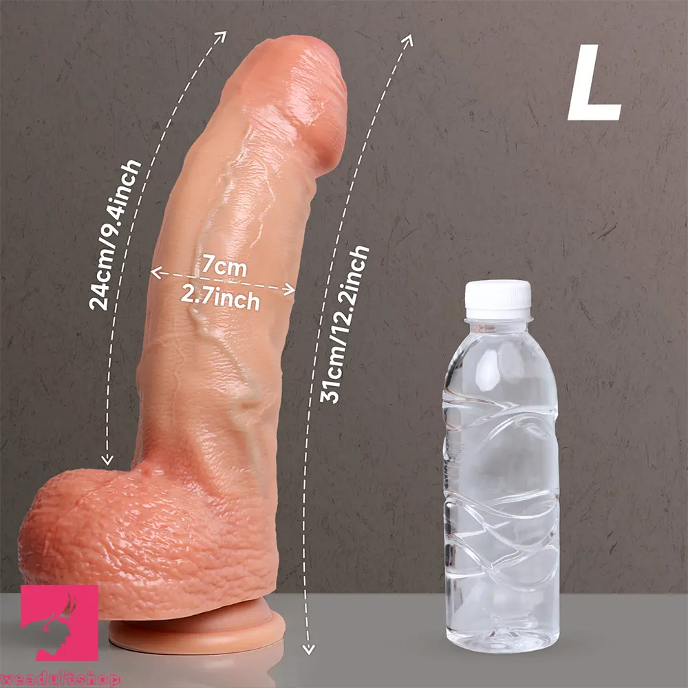 9.8in 12.2in Soft Silicone Realistic Uncut Dildo Masturbation Penis Toy