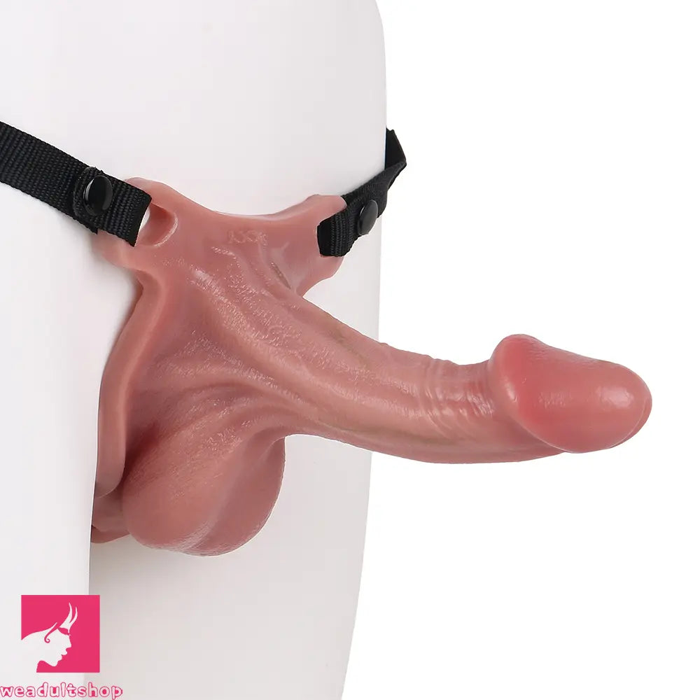 7.28in Hollow Strap on Real Dildo Flesh Tone Realistic Design Cock Toy