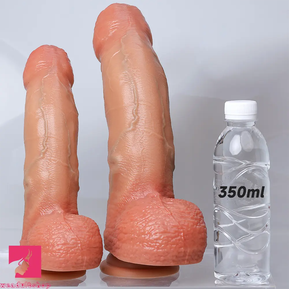 9.8in 12.2in Soft Silicone Realistic Uncut Dildo Masturbation Penis Toy