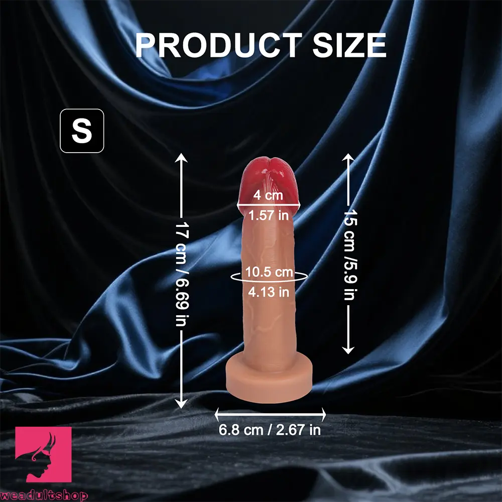 6.69in 8.26in 9.25in 10.62in 12.79in Mushroom Head Silicone Real Dildo