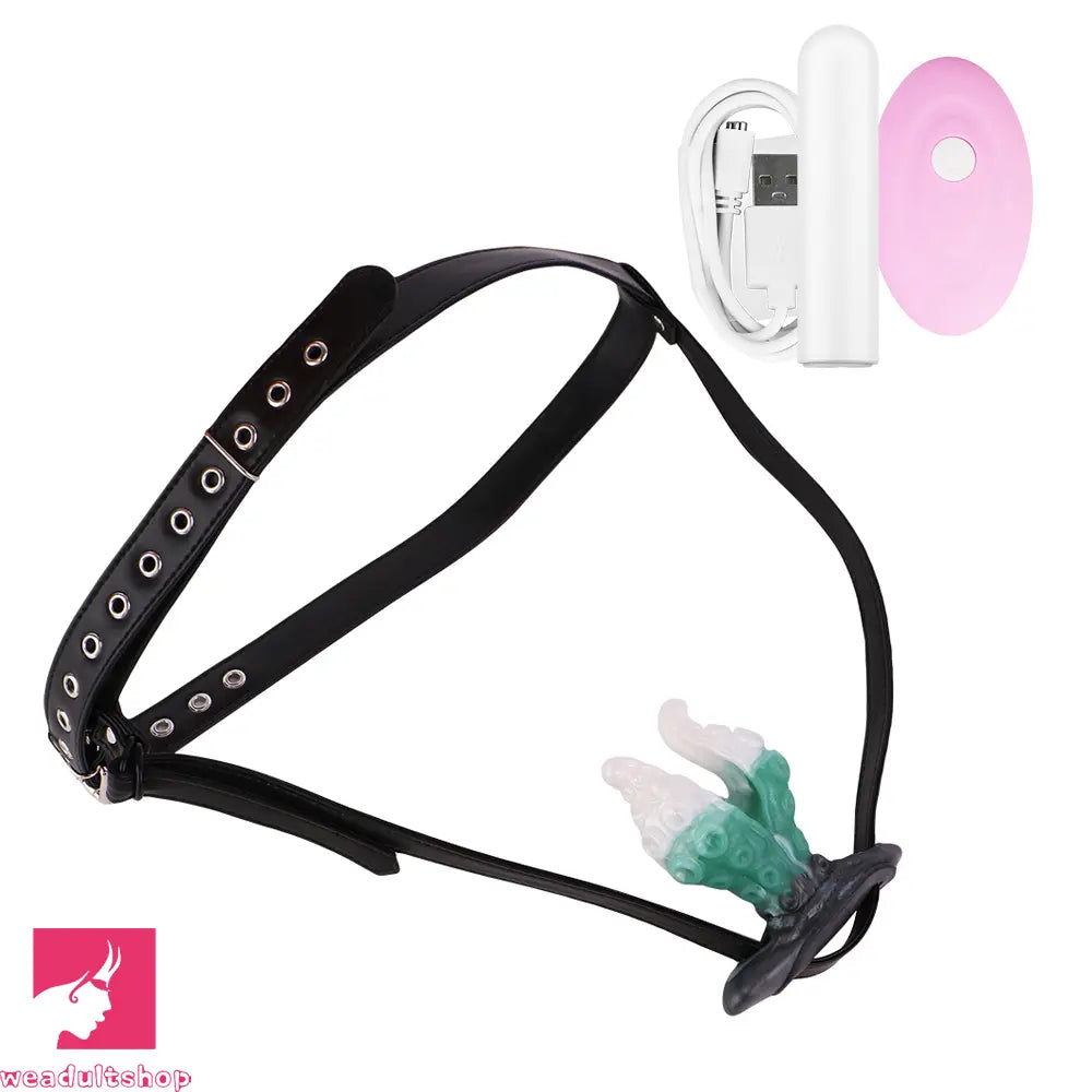 4.25in 5.15in 6.22in Odd Anchor Strap on Vibrating Mouth Gag Tentacle Dildo