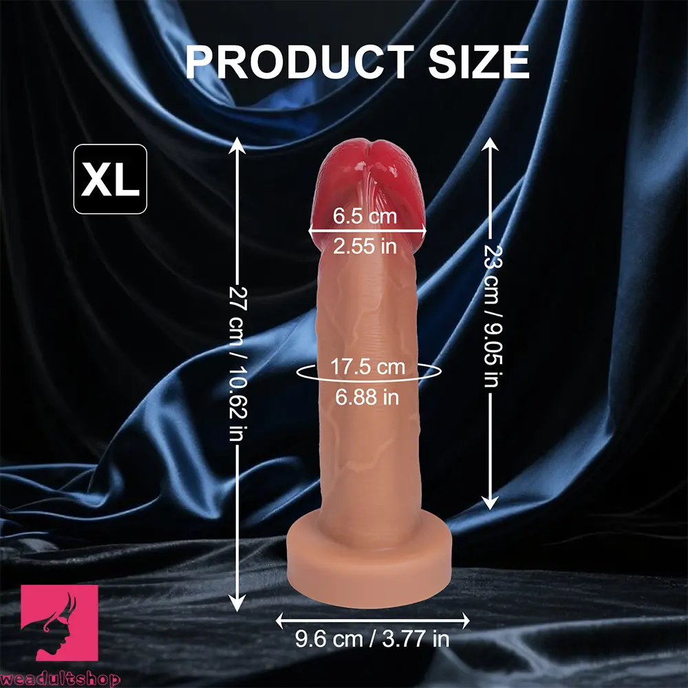 6.69in 8.26in 9.25in 10.62in 12.79in Mushroom Head Silicone Real Dildo