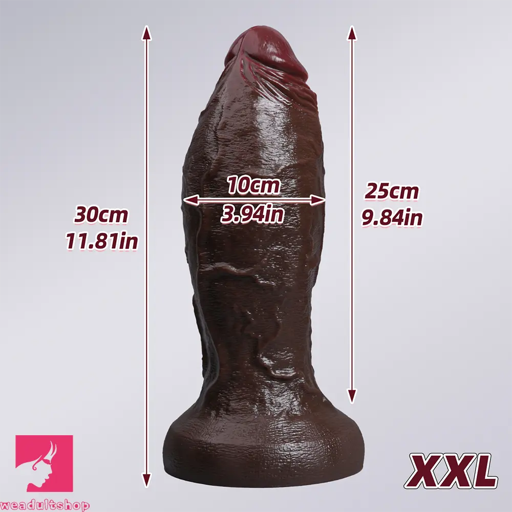 5.91in 6.3in 7.09in 9.45in 11.81in Big Ebony Thick Silicone Real Dildo