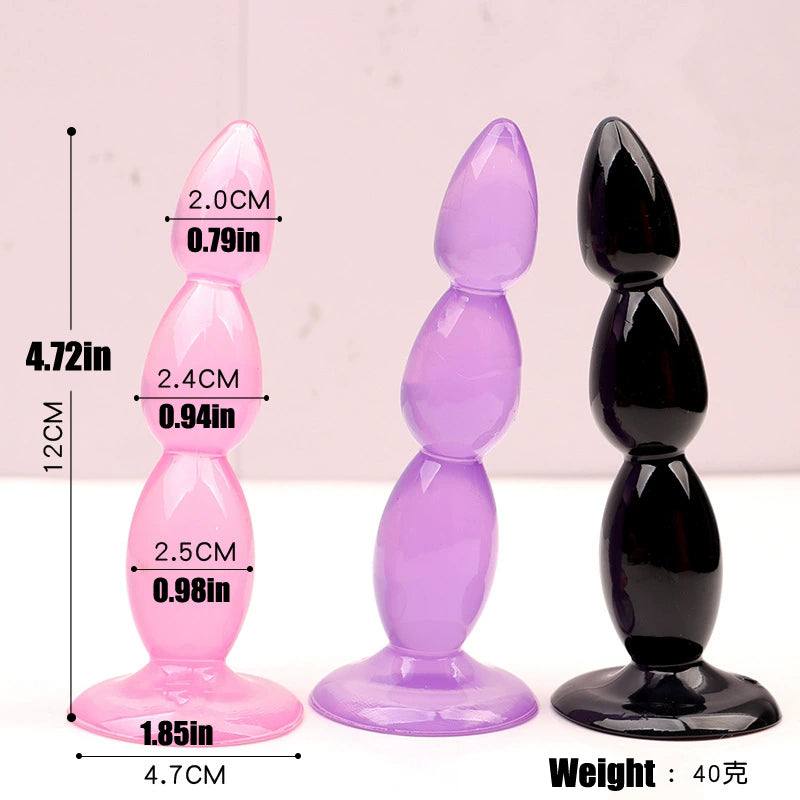PVC Anal Plug Anal Dilation Device Wth Wavey Pearls Rear Tower Puller