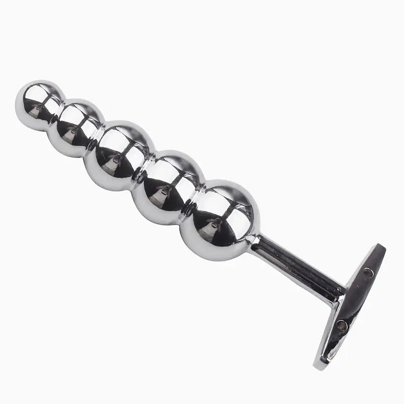 Fetish Kinky Sex Love Anal Beads Metal Butt Plug With 5 Graduated Balls