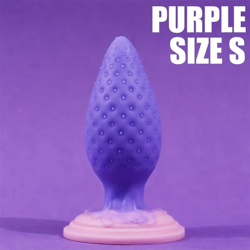 Super Soft Strawberry-Shaped Liquid Silicone Double Size Anal Plug