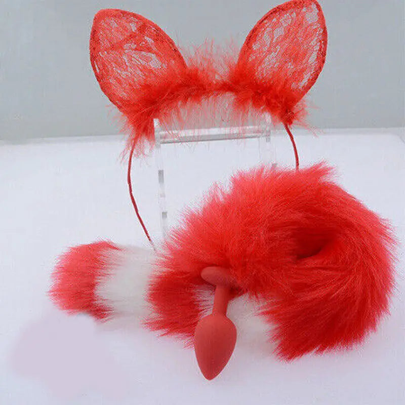 Fur Anal Fox Tail Metal Heads Butt Plug Adult Game Insert Stopper Set