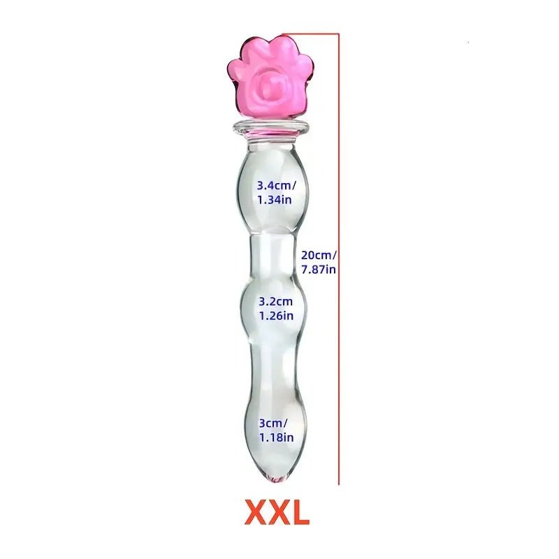 Heart-Shaped Glass Crystal Dildo Anal Plug With Beads Erotic Toy For Men