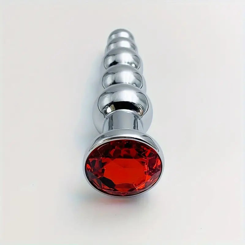 Metal Anal Plug 5 Beads Anal Dilator Jewel Base Butt Plug Anal Toy