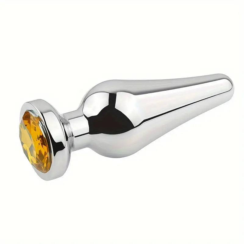 Stainless Steel Metal Anal Plug Gemstone Accent SM Couple Toy