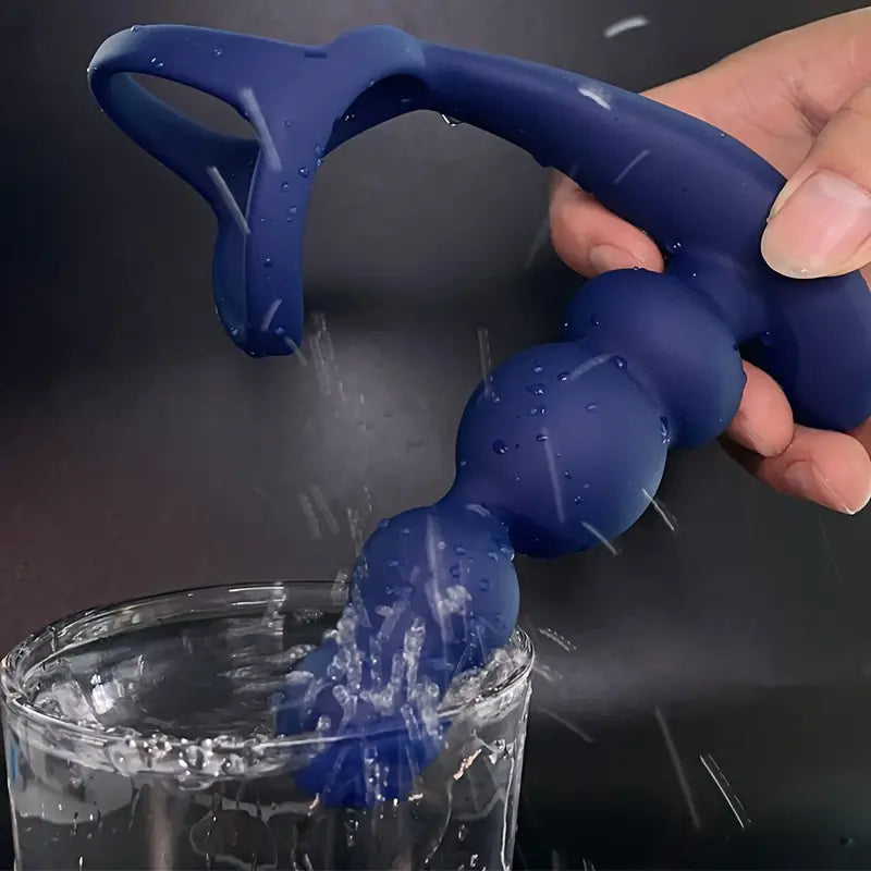 Double Motor Male Prostate Massager Vibrator 360° Rotate Ring Butt Plug