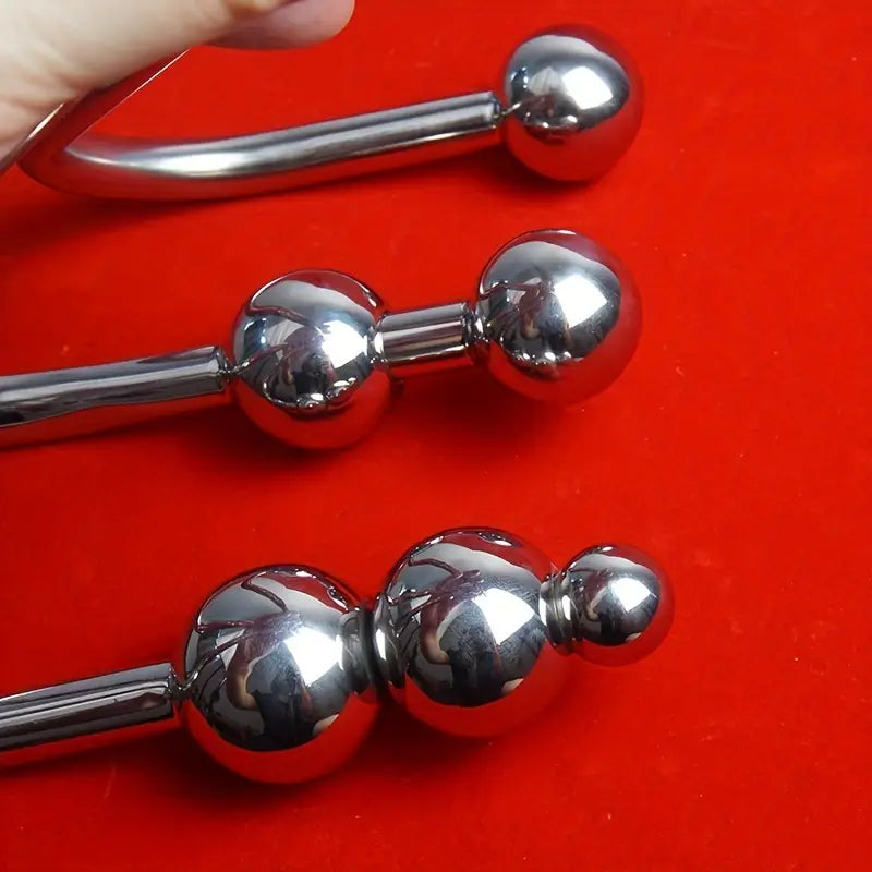 BDSM Anal Hook & Beads Set With Faux Leather Collar Handcuffs Butt Plug