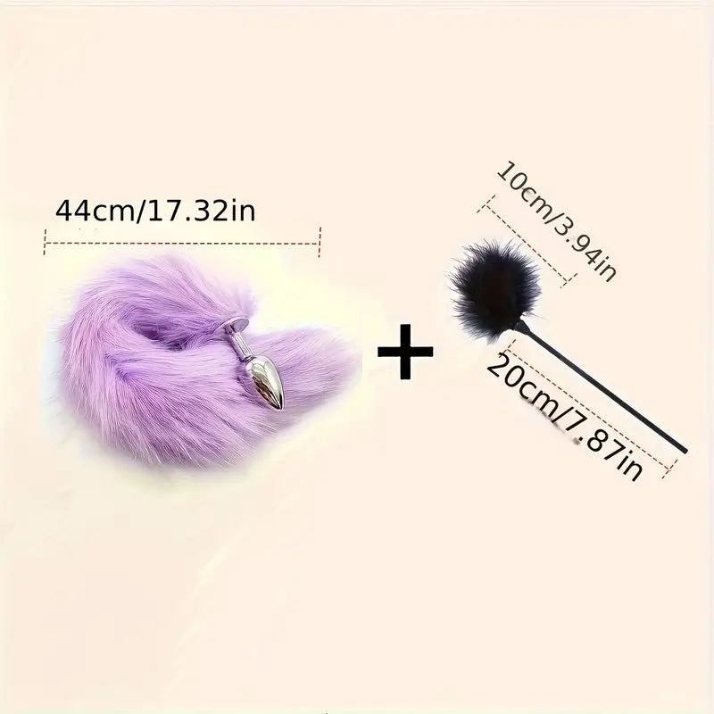 Anal Plug Tail Plus Feather Gradient Color Metal Anal Plug Tail Erotic Supplies