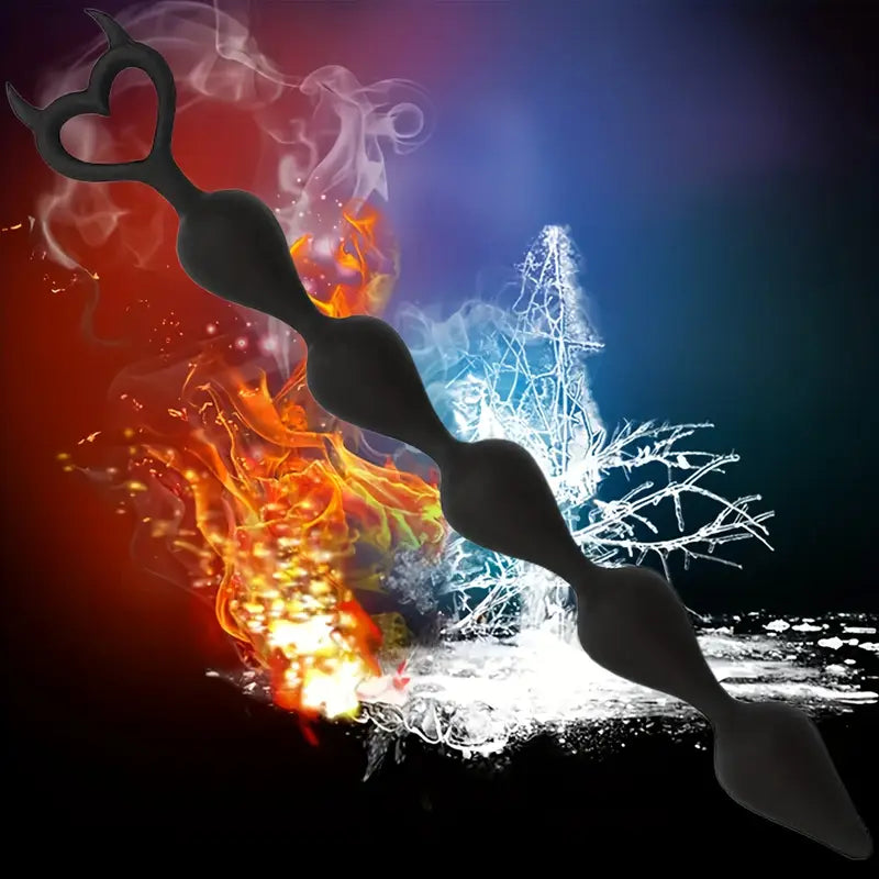 Silicone Anal Beads Butt Plug With 5 Heart Balls Flexible Anal Sex Toy