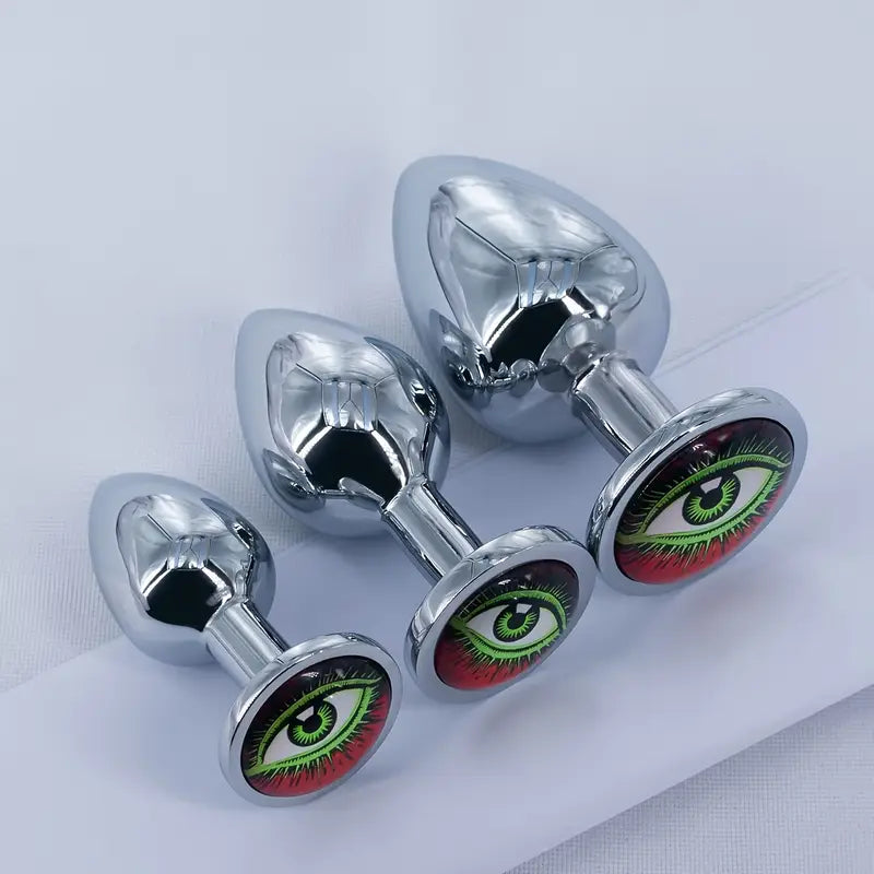 Metal Round Anal Plug With Various Pattern Sequins Alternative Toy