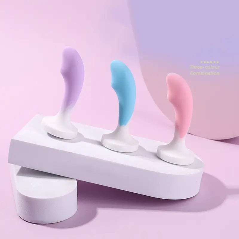 3 Colors Small Smooth Silicone Anal Plug With Gem Base For Beginners