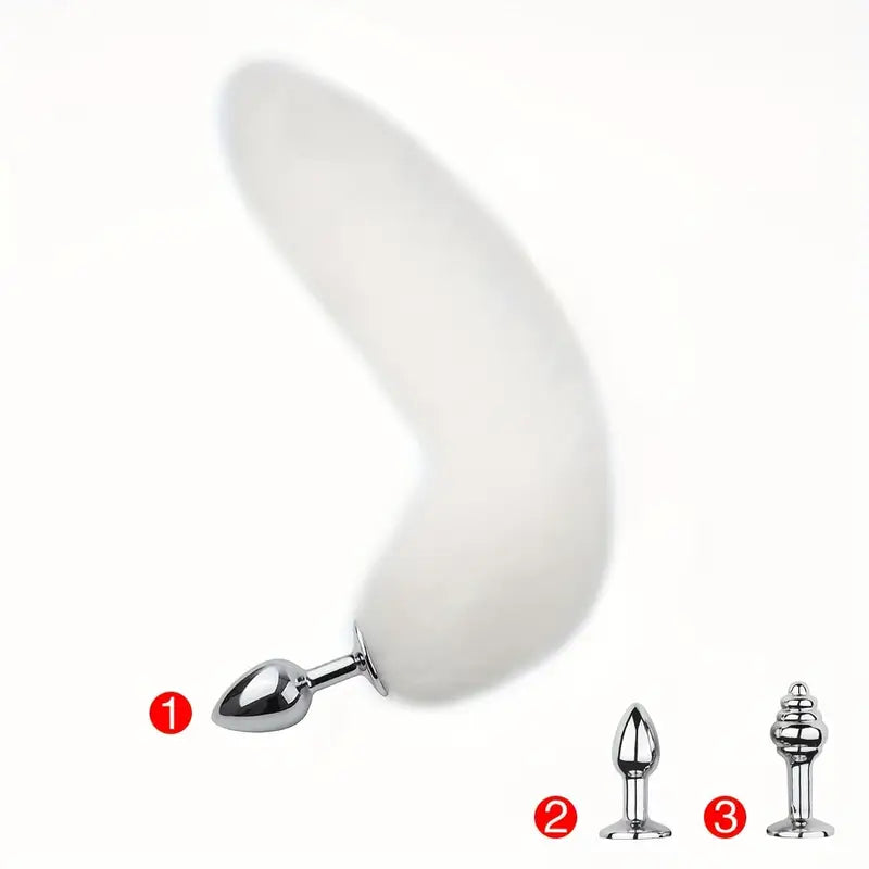 Detachable Faux Fur Fox Tail Metal Anal Plug Role-playing Anal Sex Toy