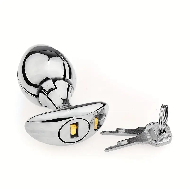 New Metal Butt Anal Chastity Lock Open Close Butt Plug For Women SM