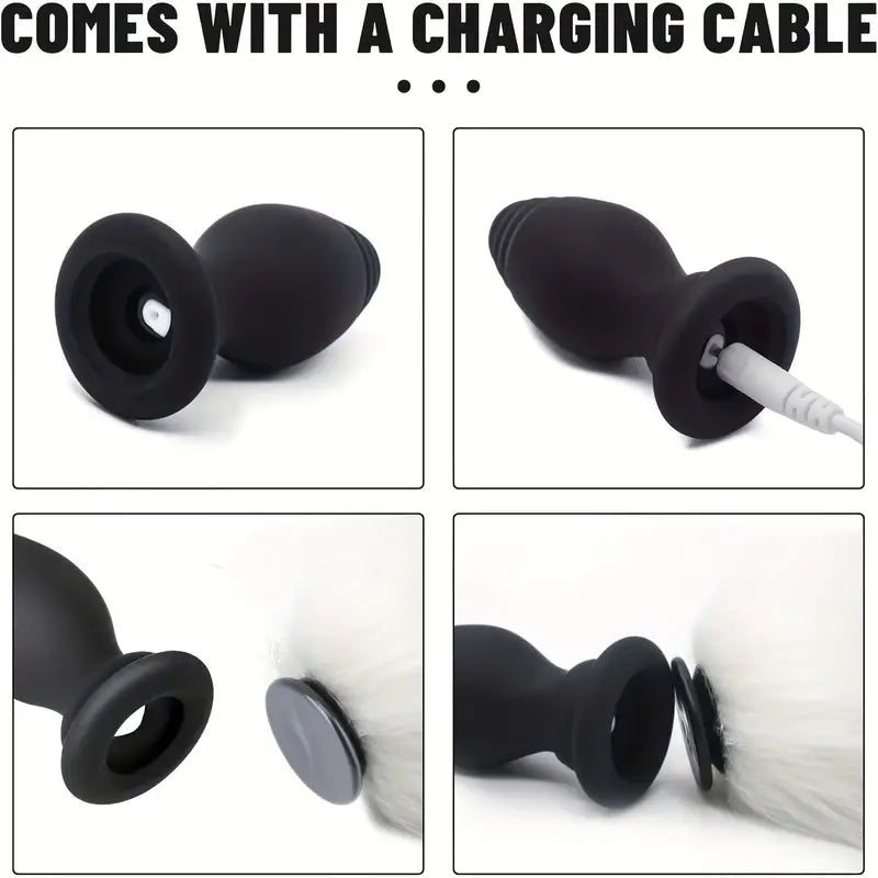 Vibrating Foxtail Anal Butt Plug Remote Control Vibrator Anal Sex Toy