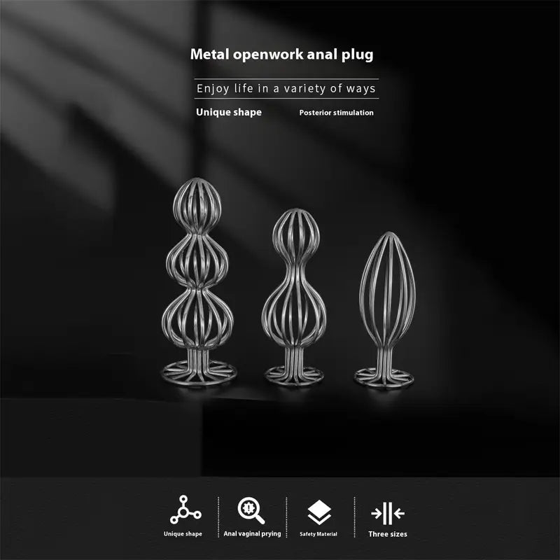 Women Men Anal Plug Hollow Metal Gourd Shaped Butt Plug Stopper Toy