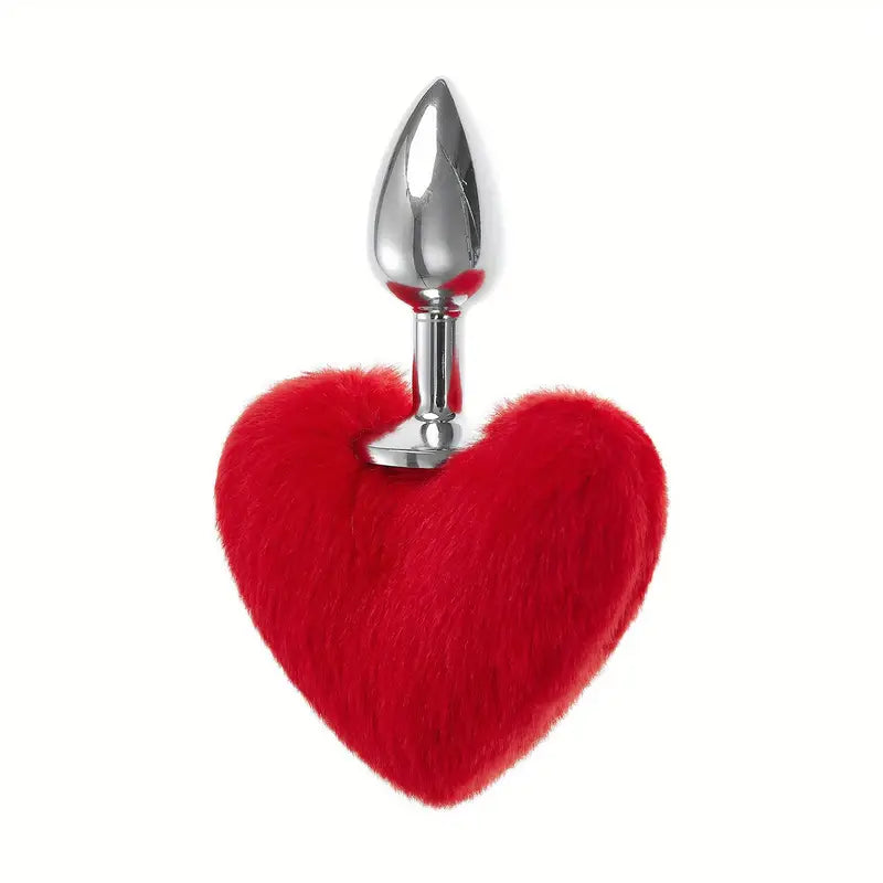 Soft Cute Heart Shaped Pom Anal Plug Adult Sexual Toy For Men