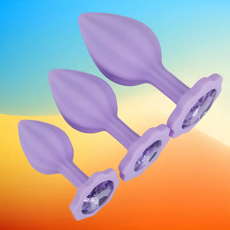 Three-piece Diamond Jewelry Decorated Anal Training Butt Plug