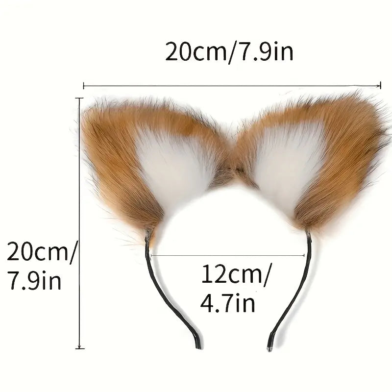 5/3/2pcs Fox Tail Butt Plug With Ear Headband Metal Butt Plug Role Play