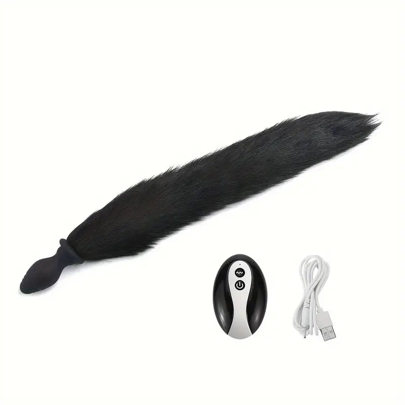 Unisex Controllable Vibrating Anal Plug Tail Detachable Role Playing Sex Toy