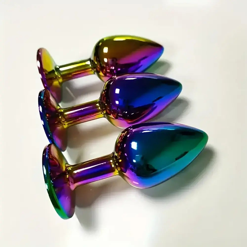 Colorful Anal Plug Three-in-One Pull Adult Sex Toy Metal Backyard