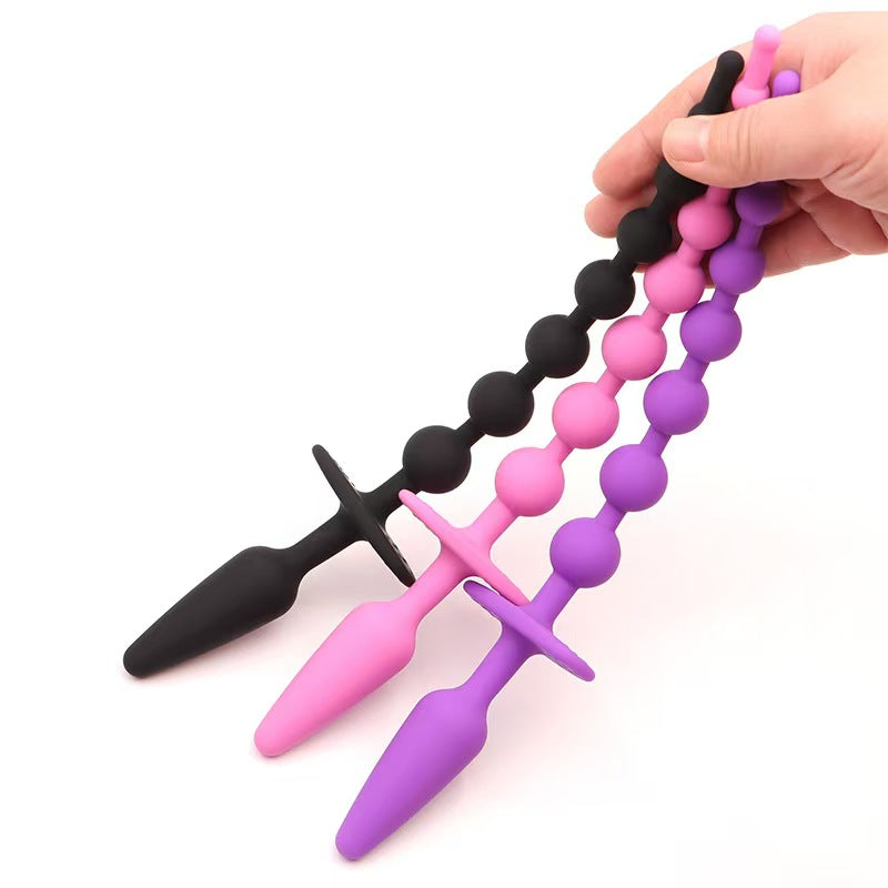 Anal Beads Play Silicone Butt Plug Safe Pull Ring SM Fetish Anal Plug