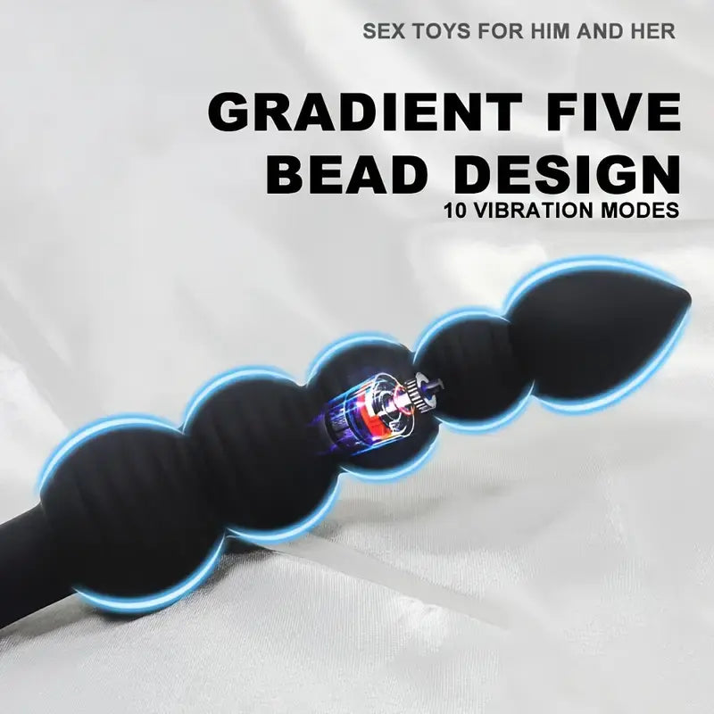 10 Modes Silicone Beads Anal Plug Vibrator For G Spot Vagina Prostate