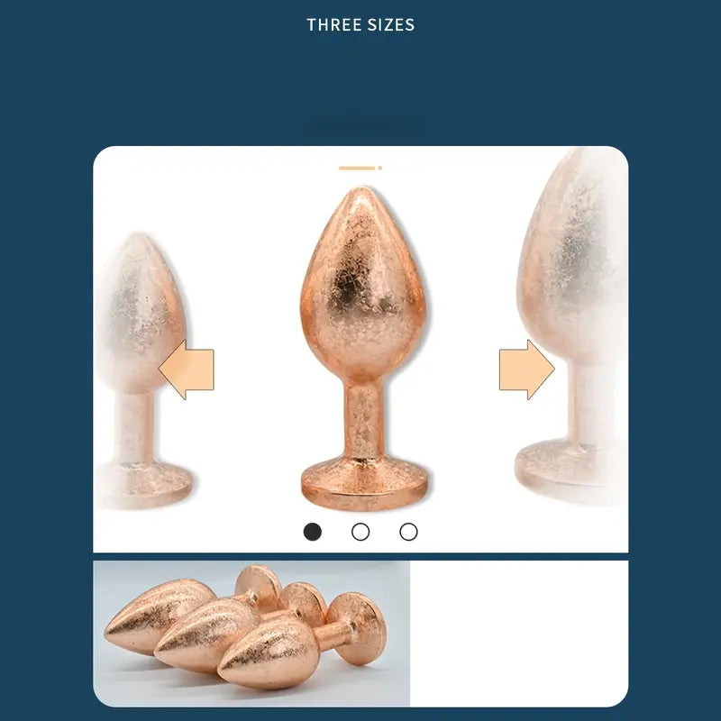 Golden Ice Flower Anal Plug Metal Butt Trainer With Jeweled Base