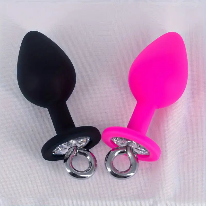 Pull Ring Silicone Anal Plug For G-point Massage Gem Base Butt Plug