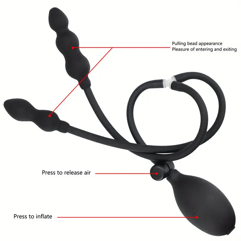 Body-Safe Silicone Inflatable Anal Plug With Quick Release Valve Butt Toy