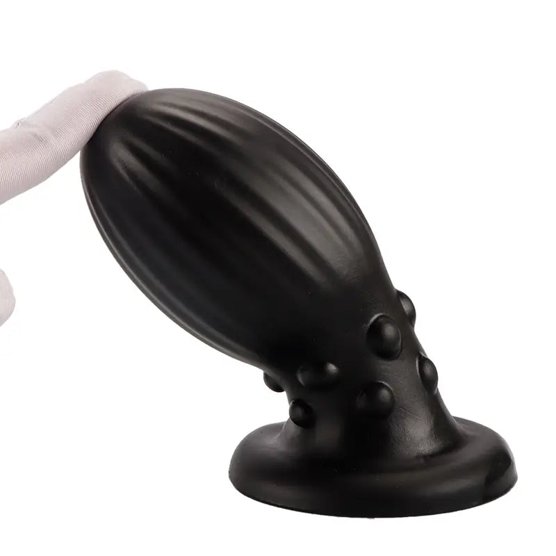 Black Anal Plug With Grains Dragon Egg Base With Suction Cup Anal Plug