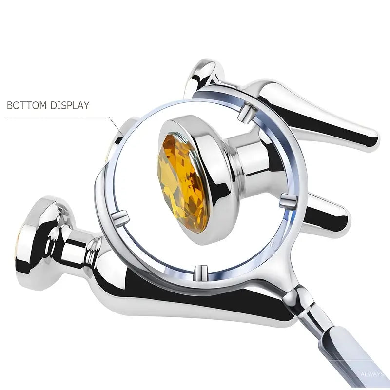 Stainless Steel Metal Anal Plug Gemstone Accent SM Couple Toy