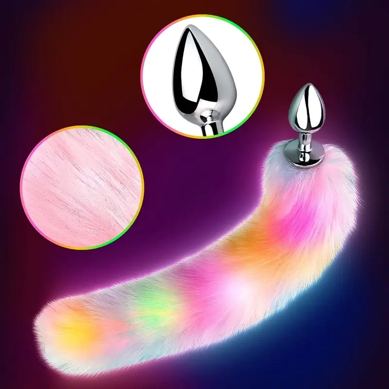 Variational Changeable Lighting Long Fox Tail Cosplay Fox Tail Anal Plug