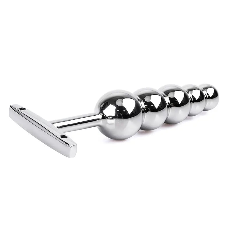 Fetish Kinky Sex Love Anal Beads Metal Butt Plug With 5 Graduated Balls