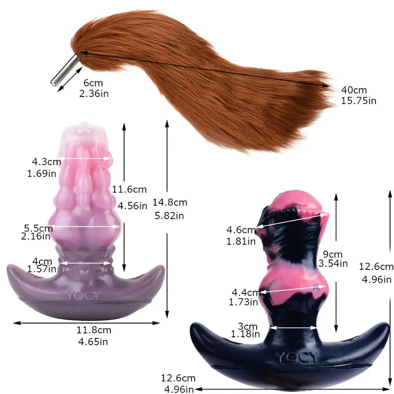 BDSM Horse Feather Silicone Fox Tail Anal Toy Monster Cosplay Butt Plug
