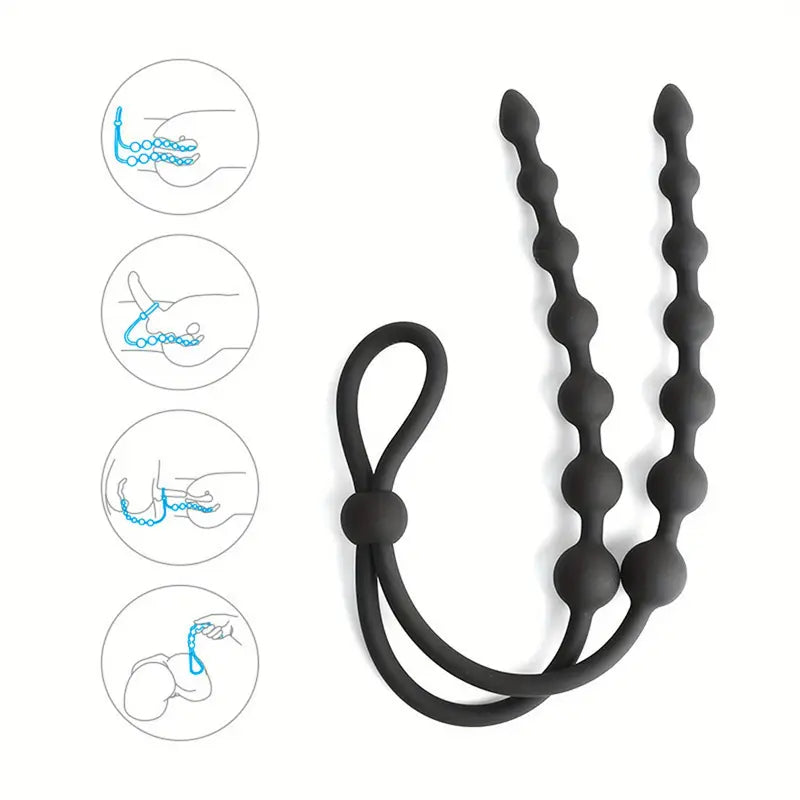 Silicone Anal Beads Butt Plug Sex Toy Beaded Constriction Cock Ring