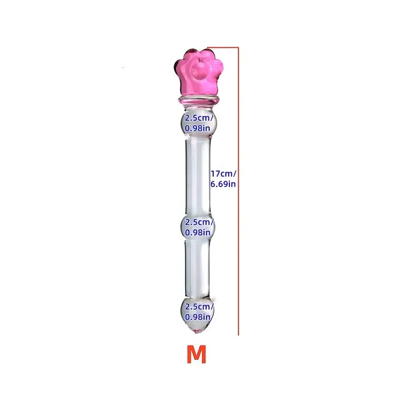 Heart-Shaped Glass Crystal Dildo Anal Plug With Beads Erotic Toy For Men