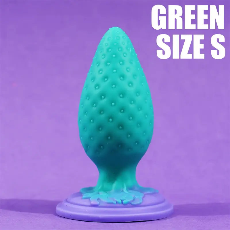 Super Soft Strawberry-Shaped Liquid Silicone Double Size Anal Plug