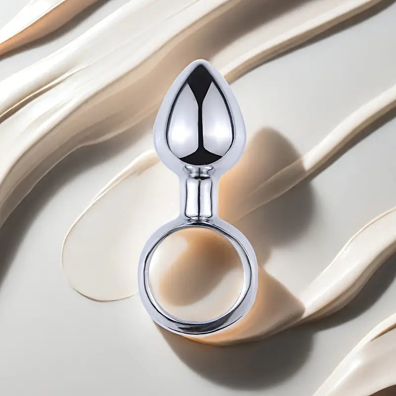 Premium Metal Anal Plug G-Spot Massager Dilator With Textured Pull Ring