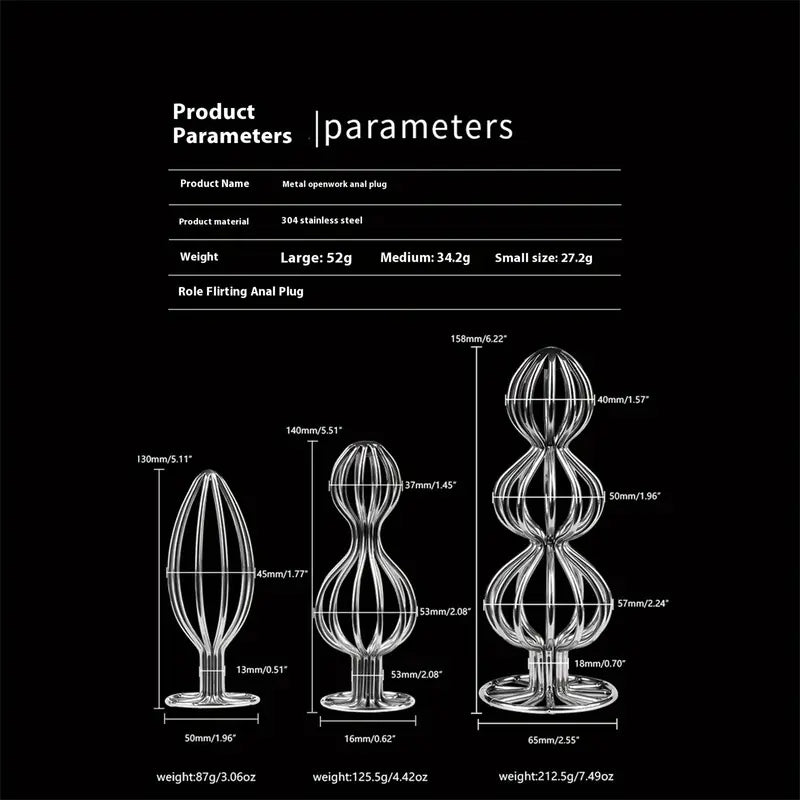 Women Men Anal Plug Hollow Metal Gourd Shaped Butt Plug Stopper Toy